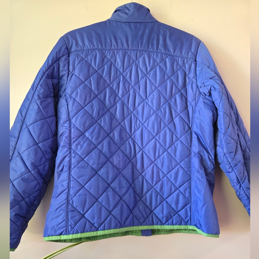 Lands' End  Blue Quilted PrimaLoft Jacket with Green Lining Med. - Picture 3 of 8